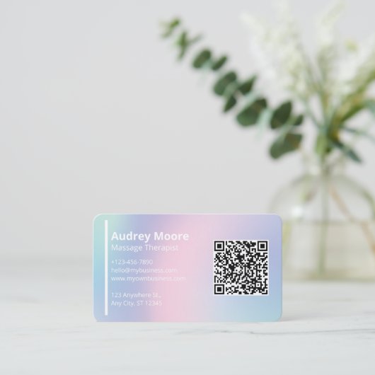 ホリスティックマッサージセラピスト霊気リフレクソロジーQR 名刺 (スタンド正面)