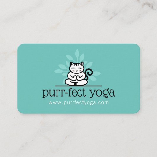 ホリスティックヨガキャッめい想トヨガポーズティール（緑がかった色） 名刺 (正面)