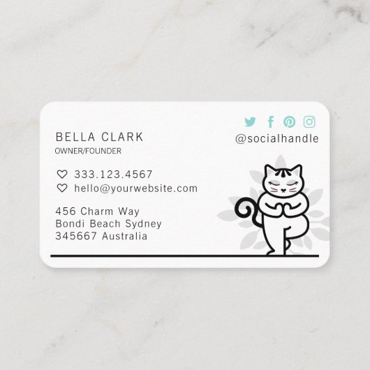 ホリスティックヨガキャッめい想トヨガポーズティール（緑がかった色） 名刺 (裏面)