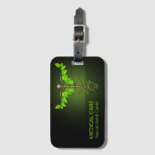 ホリスティック代替医療カドゥセウス緑葉 ラゲッジタグ (正面縦)