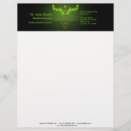 ホリスティック代替医療カドゥセウス緑葉 レターヘッド