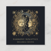 ホリスティック天太陽ムーンスターズ金ゴールドブラック スクエア名刺 (正面)