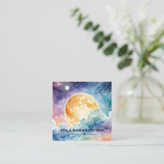 ホリスティック天水カラーサン&ムーンヨガ スクエア名刺 (スタンド正面)