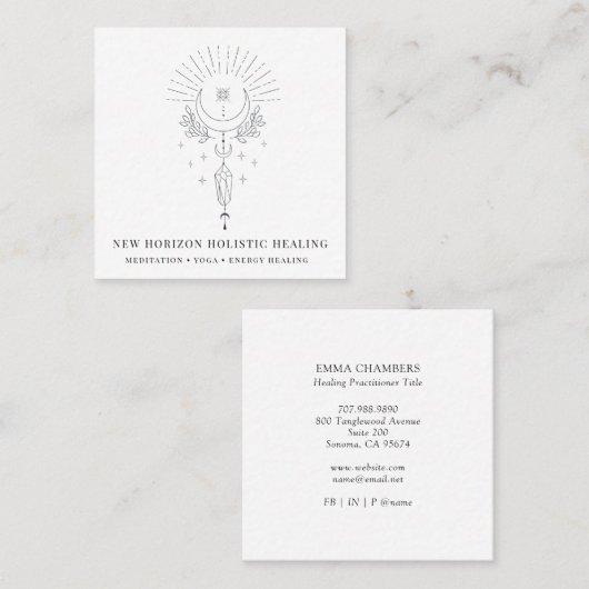 ホリスティック癒しムーンクリスタル スクエア名刺 (正面/裏面)