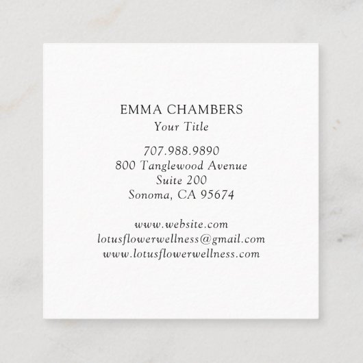 ホリスティック癒し蓮フラワービジネスカード スクエア名刺 (裏面)