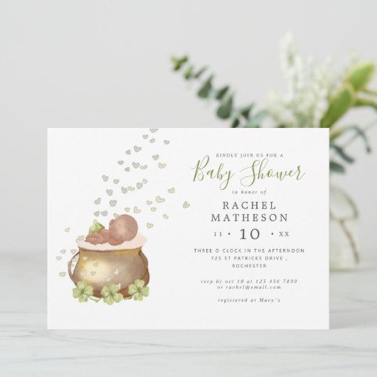 ホリゾンタルst patricks dayの赤ちゃんシャワーの招待状 招待状 (スタンド正面)