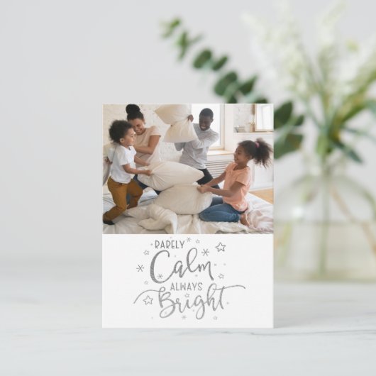 ホリデおもしろいー2フォトレネーカー穏やかな銀のはがき シーズンポストカード (スタンド正面)