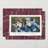 ホリディグリードマルーン水平フォトカード シーズンカード (正面/裏面)