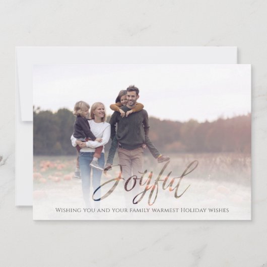 ホリディジョイスクリプエレガントト赤シンプル4写真 シーズンカード (正面)