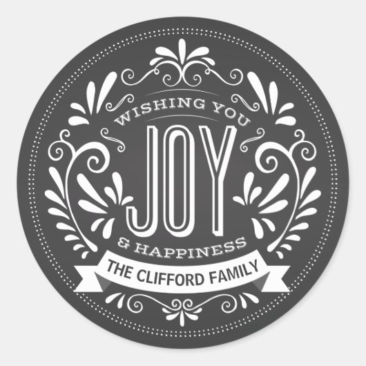 ホリディジョイラウンドカルボードステッカー ラウンドシール (正面)