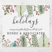 ホリディビジネスの葉のクリスマス スパークリングワインラベル (シングルラベル)