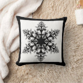 ホリディピローブラック&ホワイトスノーフレーク クッション (ブランケット)