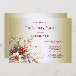ホリディフモダンラワーズクリスマスパーティの招待状 招待状