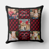 ホリディプレイドパーソナライズされた5ユニークフォトコラージュ クッション (裏面)