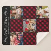 ホリディプレイドパーソナライズされた5ユニークフォトコラージュ シェルパブランケット (正面(横))