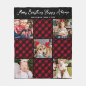 ホリディプレイドパーソナライズされた5ユニークフォトコラージュ フリースブランケット (正面)