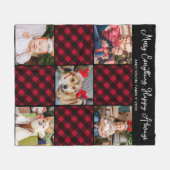 ホリディプレイドパーソナライズされた5ユニークフォトコラージュ フリースブランケット (正面(横))