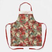 ホリディポエレガントインセティアクリスマスフローラ エプロン (正面)