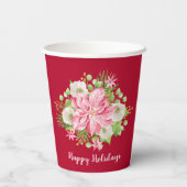 ホリディポエレガントインセティアグリーナリー 紙コップ (裏面)