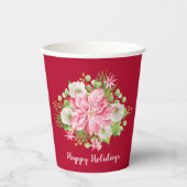 ホリディポエレガントインセティアグリーナリー 紙コップ (正面)