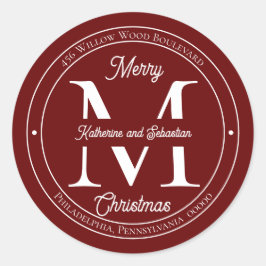 ホリディモエレガントノグラム差出人住所シール ラウンドシール