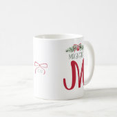 ホリディモパーソナライズされたノグラム コーヒーマグカップ (正面右)