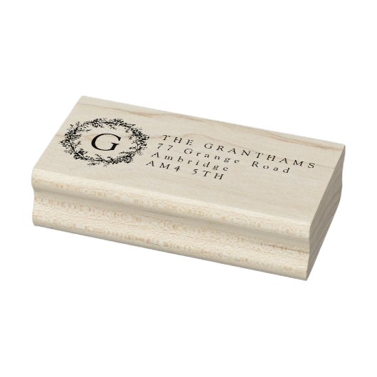 ホリディ葉ー&ベリーリースモノグラムアドレス ラバースタンプ (スタンプ)