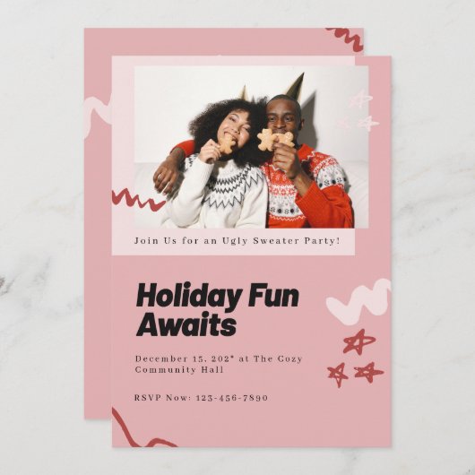 ホリデイおもしろいアワイカスタムツ 招待状 (正面/裏面)