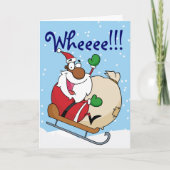 ホリデイおもしろいブラックサンタクロース乗馬そり シーズンカード (正面)