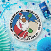 ホリデイおもしろいブラックサンタクロース乗馬そり ペーパープレート (パーティー)