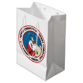 ホリデイおもしろいブラックサンタクロース乗馬そり ミディアムペーパーバッグ (正面アングル)