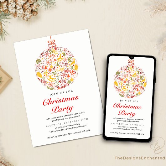 ホリデイお祝いクリスマスパーティの招待状 招待状