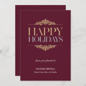 ホリデイきらめくビジネスホリデーカードズ – マルーン シーズンカード (正面/裏面)