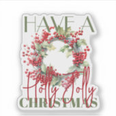 ホリデイを楽しむクリスマスリース シール (正面)