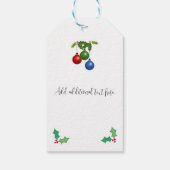 ホリデイオーナメントとホリーカスタムラベル ギフトタグ (裏面)