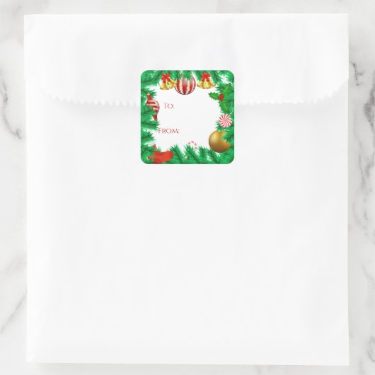 ホリデイオーナメントギフトラベルシール スクエアシール (バッグ)