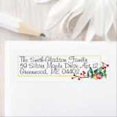 ホリデイオーナメントクリスマスウォーターカラーホリーベリー ラベル