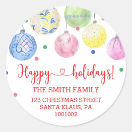 ホリデイオーナメントクリスマス差出人住所 ラウンドシール