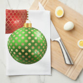 ホリデイオーナメントレッドブルーグリーン金ゴールド キッチンタオル (四つ折り)