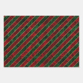 ホリデイクリスマスフェイククリスマスベルベットレッドグリーン ラッピングペーパーシート (正面2)