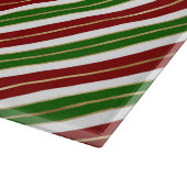 ホリデイグリーンレッド&ゴールドフォイルクリスマスストライプ飾り カッティングボード (角)