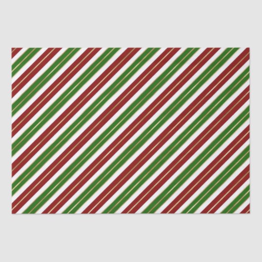 ホリデイグリーンレッド&ゴールドフォイルクリスマスストライプ飾り 薄葉紙 (正面)