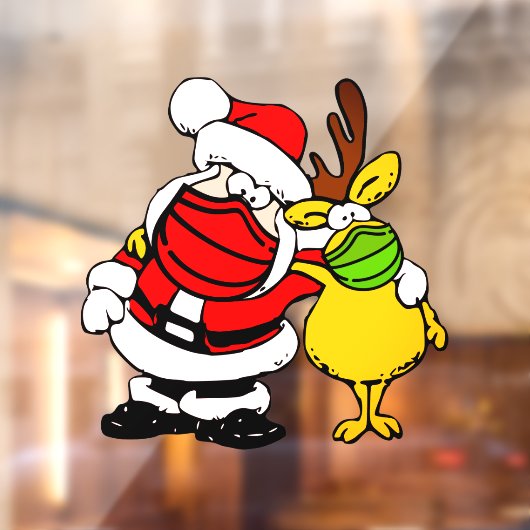 ホリデイサンタクローストナカイ顔マスクパルスビニール ウィンドウサイン (シート2)