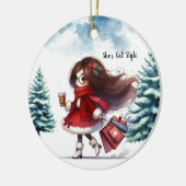 ホリデイシックスタイルブルネットパーソナライズされたファッション セラミックオーナメント (左)