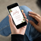 ホリデイシンプルカリグラフィスクリプトグリーナリーベリー 招待状