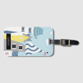 ホリデイシーサイドタ図解入りの、写真付きのウン ラゲッジタグ (正面横)