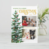 ホリデイズクリスマスツリー2家族フォトコラージュ シーズンカード (スタンド正面)