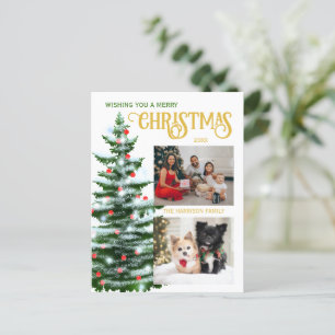 ホリデイズクリスマスツリー2家族フォトコラージュ ポストカード