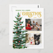 ホリデイズクリスマスツリー2家族フォトコラージュ ポストカード (正面/裏面)