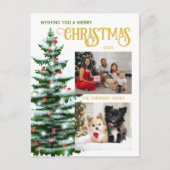 ホリデイズクリスマスツリー2家族フォトコラージュ ポストカード (正面)